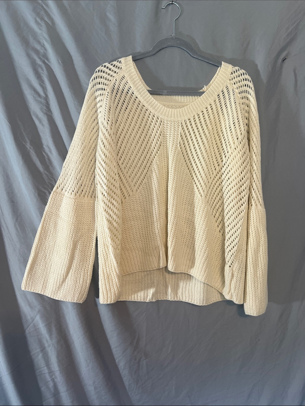 Women's Cream Open-Knit Pullover Sweater